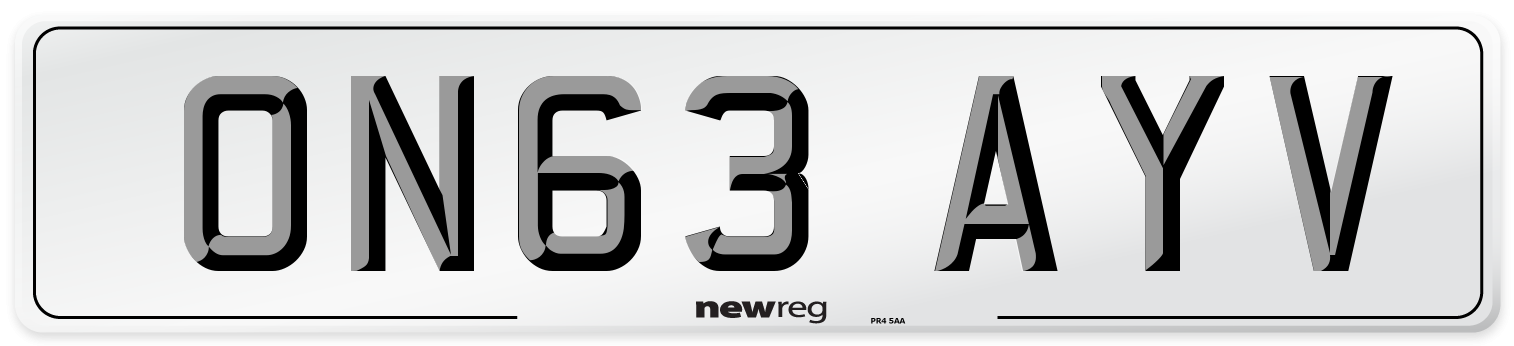 ON63 AYV Number Plate from New Reg